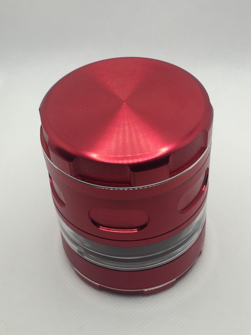3 Inch Red 4 Pieces Metal Grinder with Window for Spices, Herb and weed
