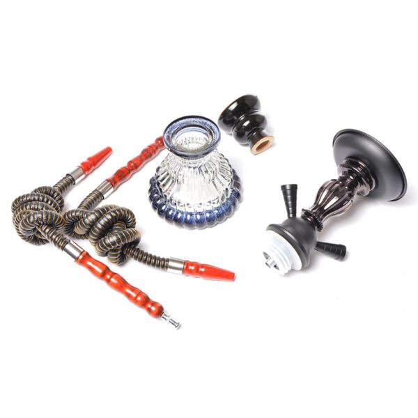 LSG0149B_1 Glass Double Pipe Hookah Set
