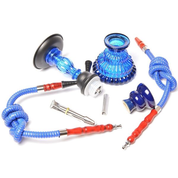 LSG0149L_1 blue Glass Double Pipe Hookah Set