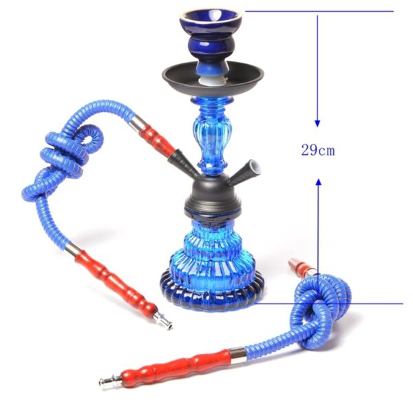 LSG0149_B1 blue Glass Double Pipe Hookah Set