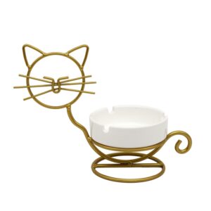 Iron Cat Ceramic Ashtray (Golden)