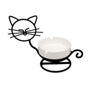 Iron Cat Ceramic Ashtray Black