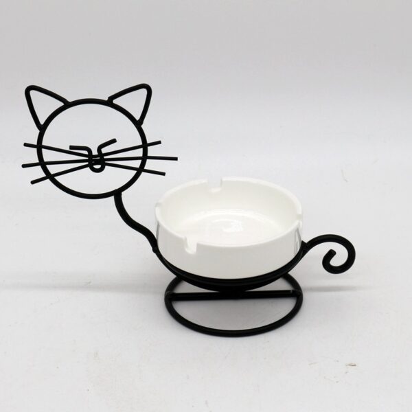 TBD0556775903_1 Iron Cat Ceramic Ashtray Black